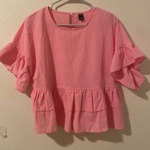 SHEIN pink ruffle t shirt never worn